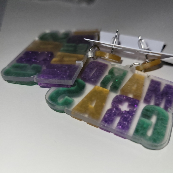 Mardi Gras Earrings - Picture 2 of 3